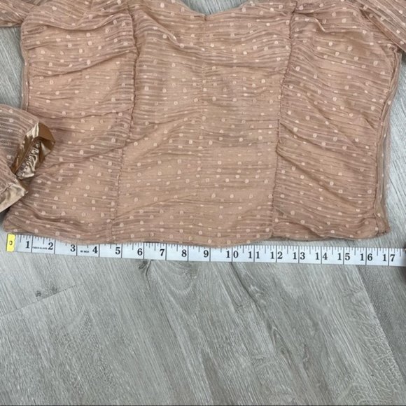 Nordstrom Love X Design PLEATED MESH TOP Cropped Zip Back Long Sleeve L - Picture 5 of 10